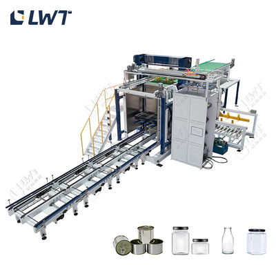 Sistema automatico di depallettizzazione delle lattine e delle bottiglie di vetro